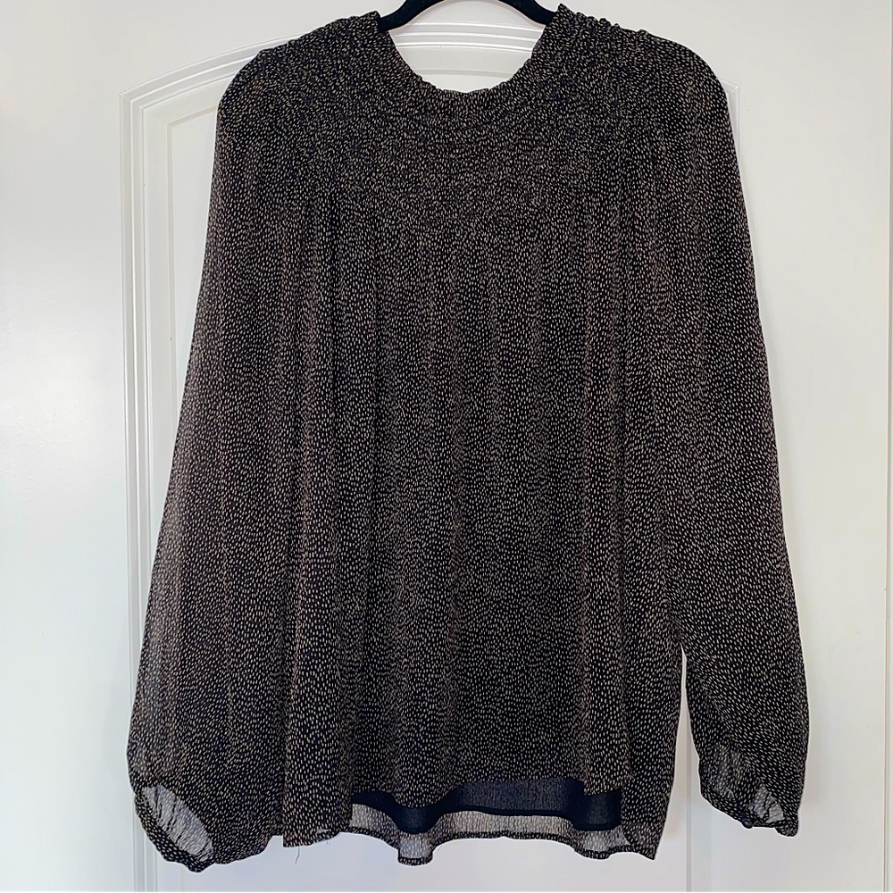 Loft Clip Shirred Ruffle Neck Blouse